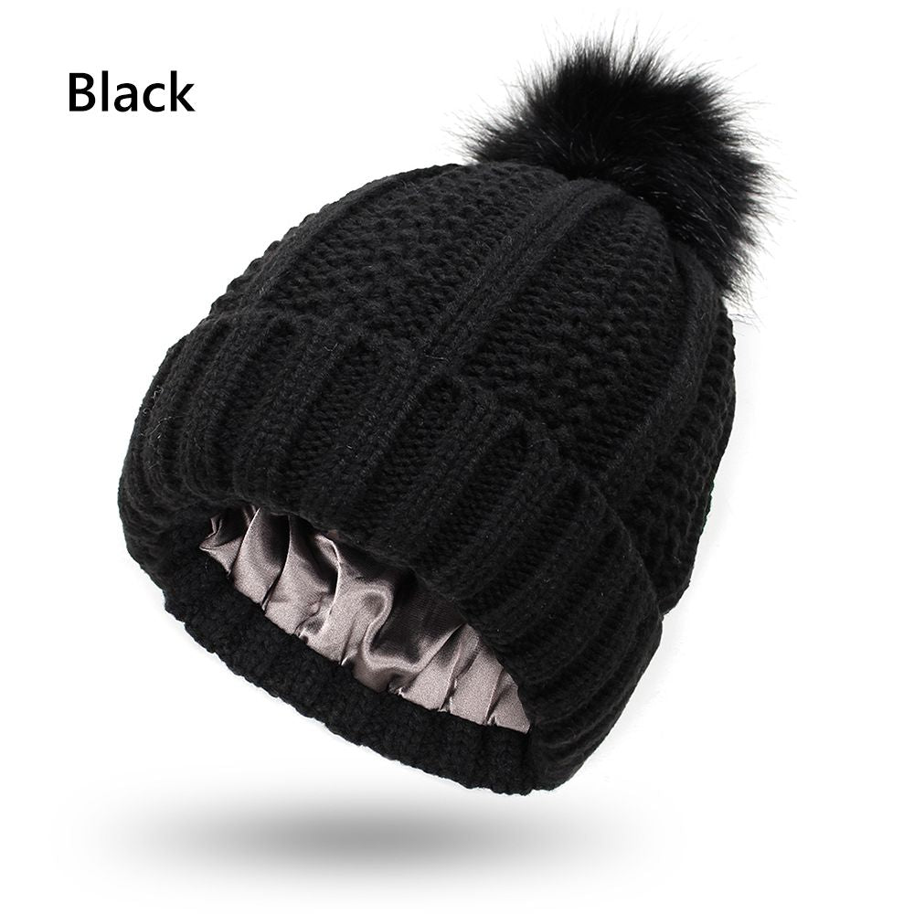 Satin Lined Pom Pom Hat