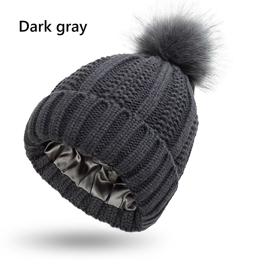 Satin Lined Pom Pom Hat