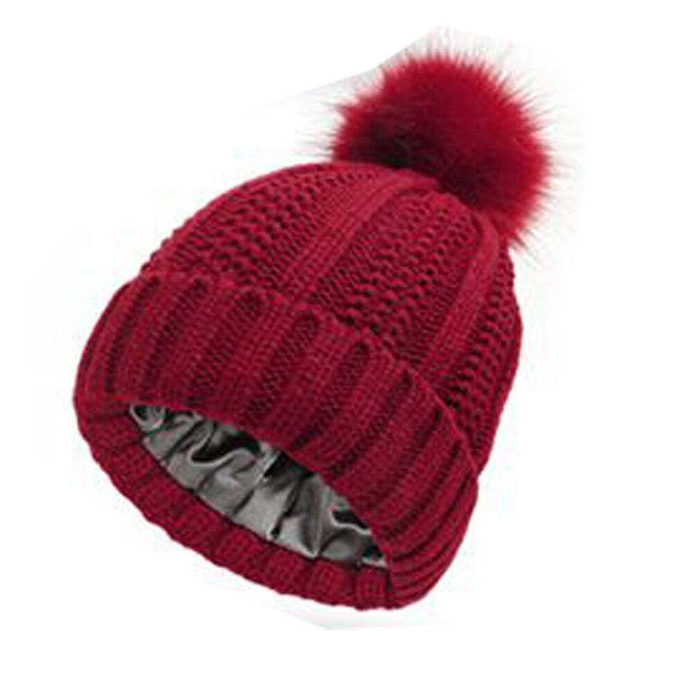 Satin Lined Pom Pom Hat