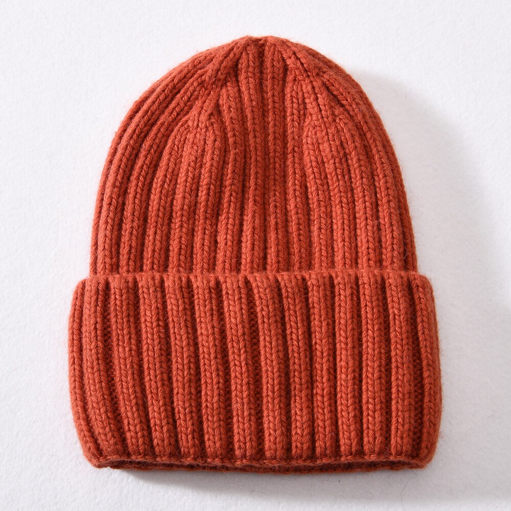 Thick Chunky Striped Satin Lined Cashmere Knitted Beanie - HatWorth