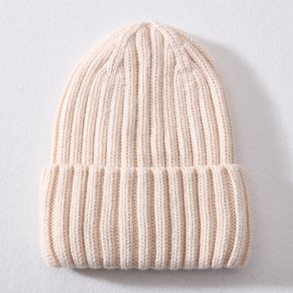 Thick Chunky Striped Satin Lined Cashmere Knitted Beanie - HatWorth